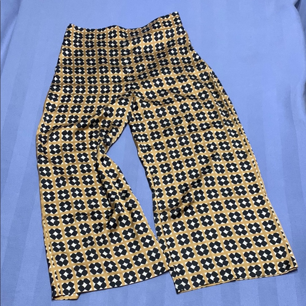 Zara Black and Gold Casual Bottoms with Geometric Pattern